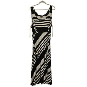 Black and White Addition-Elle Women's Long Striped Sleeveless Maxi Dress